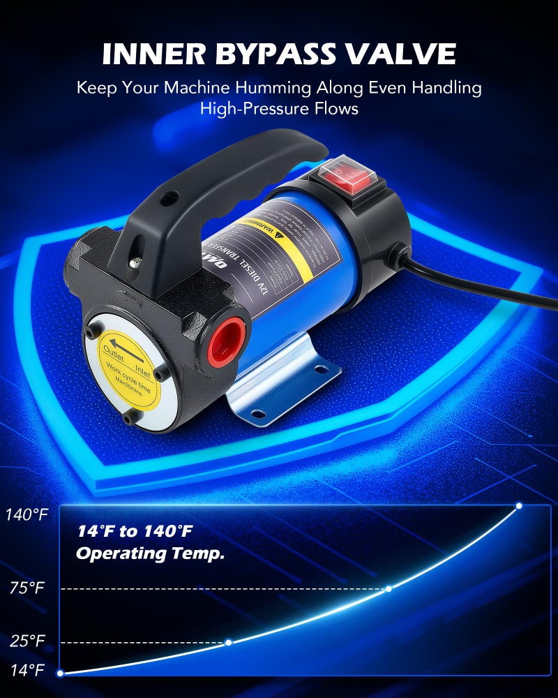 Orion Motor Tech Diesel Transfer Pump, 12V Fuel Transfer Pump, 12 gpm Portable Electric Fuel Pump for Oil Change, Automotive Marine Self Priming Oil Extractor Pump Suction Pump for Cars Boats Mowers - Image 5