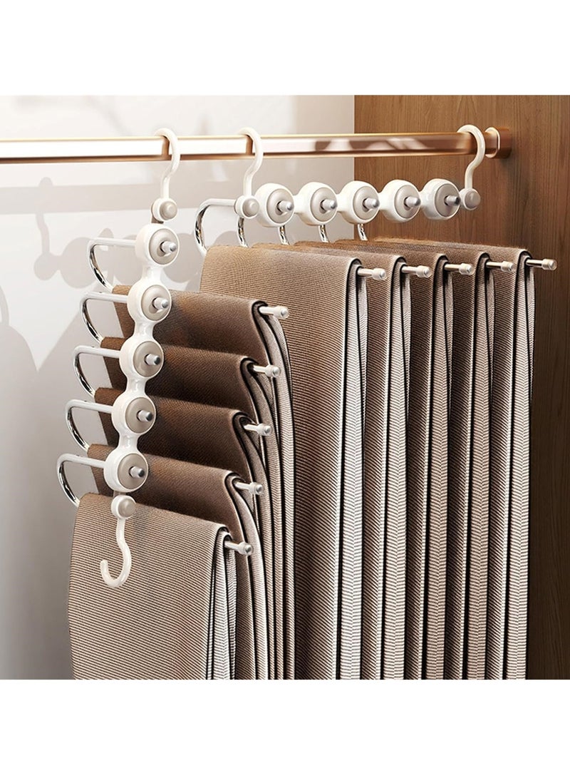 SYOSI Pants Hangers Space Saving, 2 Pack of Foldable Hangers PP Stainless Steel Jean Hangers for Closet Organization, Trouser Holder, Pant Organizer Hanger for Closet Space Saver  - Image 1