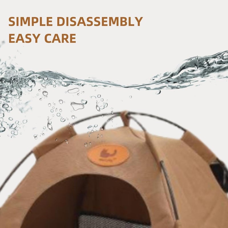 Cat House Dog Bed, Cat Cave Nest Soft Warm Puppy Tent with Removable Washable Cushion Cute Pet House for cat and dog (Brown, Tent) - Image 4
