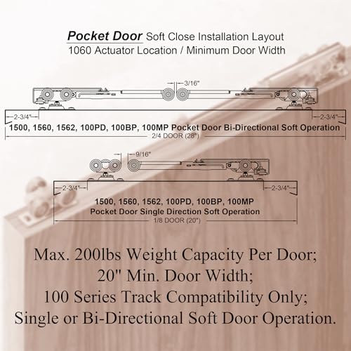 ReigaHood 2 Set Pocket Door Soft Close Top Hanger Assemblies Fit for Johnson P/N #1060 & #1062, Works with 100, 134F, 138F, 2610F Series Track, 1" Nylon Ball Bearing Tri-Wheel, Bi-Direction - Image 4