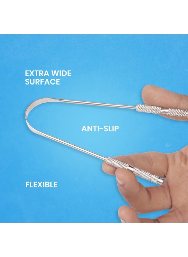 HOKIN Tongue Scraper for Adults by (2Pcs Oral Care Pack) Stainless Steel Tongue Cleaners Reduce Bad Breath 100% Metal Tough Scrapers Men and Women Hygiene Product - Image 5