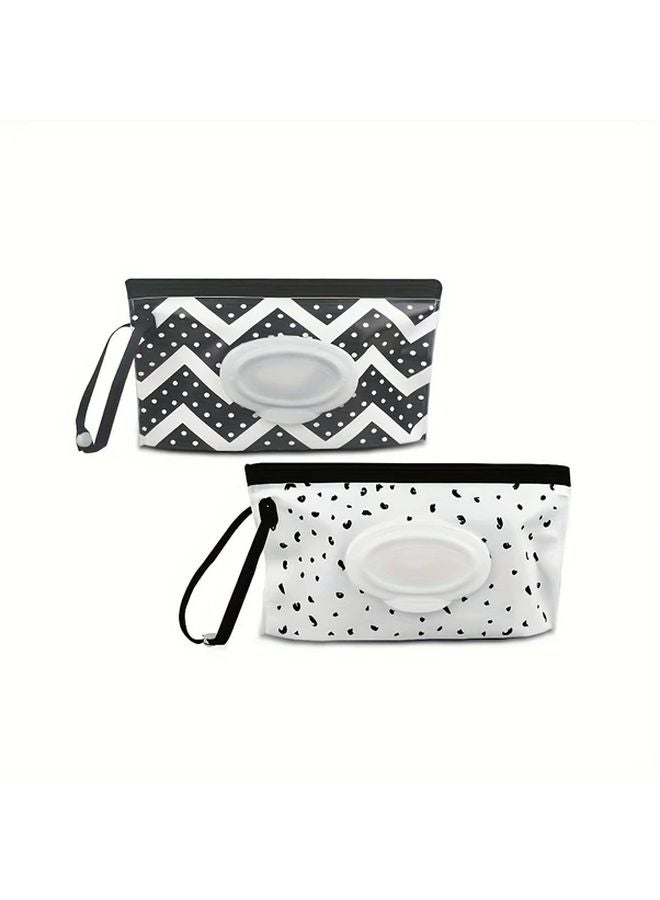 2 Pcs Portable Wet Wipes Dispenser Bag Reusable Travel Wipes Container Case - Image 1