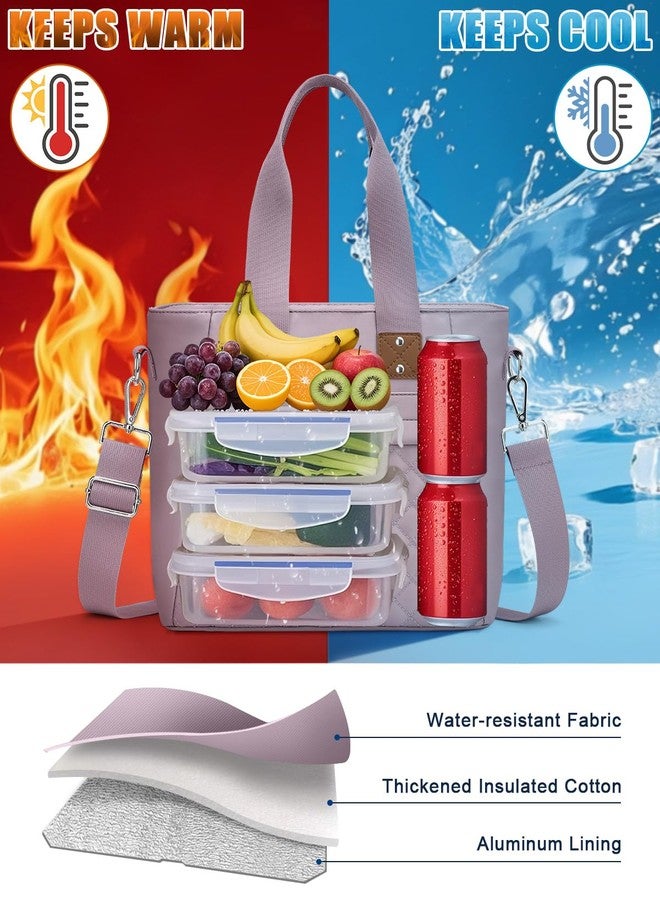 Capolo Insulated Lunch Box for Women & Men - Large Thermal Lunch Bag Women with Removable Shoulder Strap, Reusable Lunch Cooler Tote Bags Purse for Adults Work, Picnic, Hiking, Beach, Travel, MediumPurple - Image 2