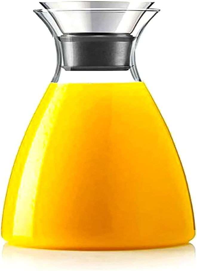 AKDC - Fursan 1600ML  Glass Drip-Free Carafe With Stainless Steel Flip-Top Lid, Hot And Cold Glass Water Pitcher, Tea/Coffee Pitcher As Well As For Decanting And Serving Wine - Image 1
