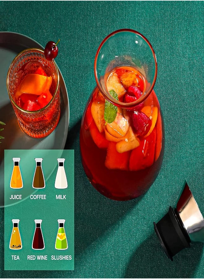 AKDC - Fursan 1600ML  Glass Drip-Free Carafe With Stainless Steel Flip-Top Lid, Hot And Cold Glass Water Pitcher, Tea/Coffee Pitcher As Well As For Decanting And Serving Wine - Image 1