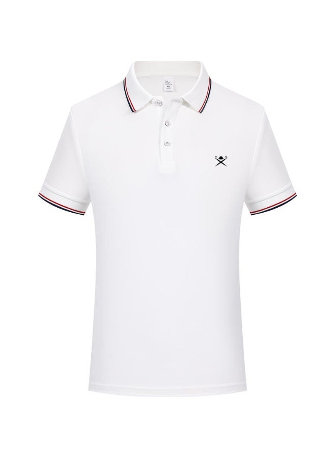 HACKETT LONDON Classic striped lapel POLO shirt for men and women couples with beaded cotton short sleeves. - Image 4