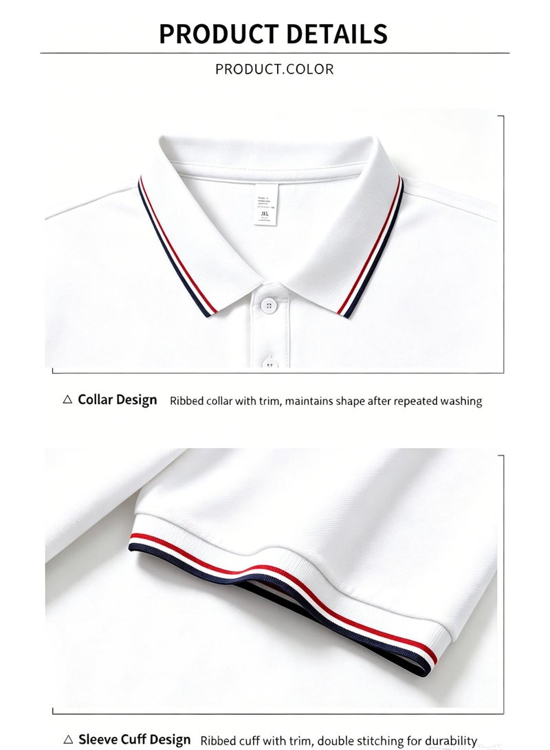 HACKETT LONDON Classic striped lapel POLO shirt for men and women couples with beaded cotton short sleeves. - Image 5