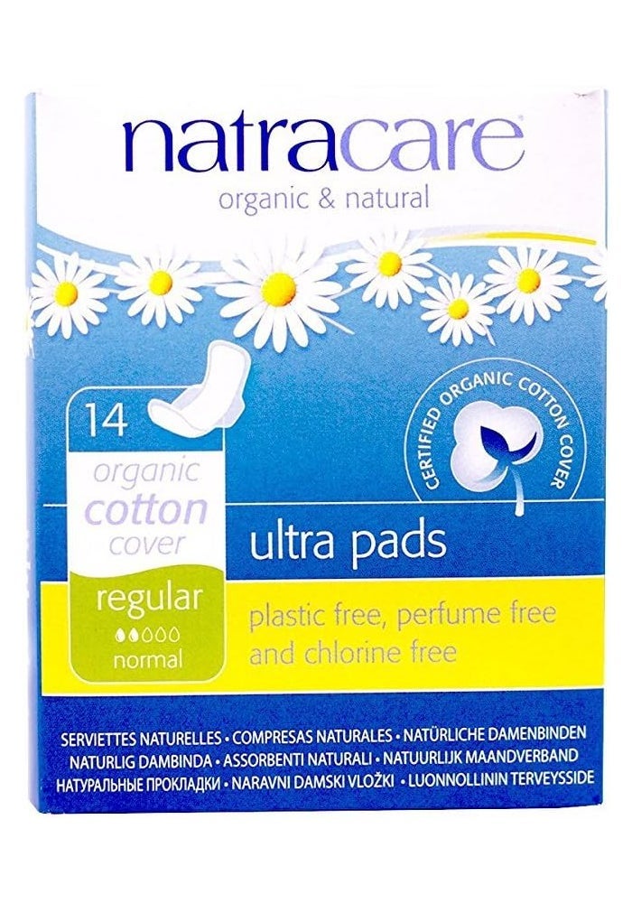 Natracare Organic Cotton Cover Ultra Pads with Wings - 14 Count (4 Pack, 56 Pads Total)