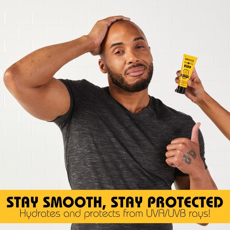 Bee Bald مرطب Bee Bald SMOOTH PLUS للرأس والوجه مع واقي شمس SPF 30 لحماية البشرة من أشعة UVA/UVB الضارة مع الترطيب والتغذية والتنعيم، 1.7 أونصة سائلة - Image 3