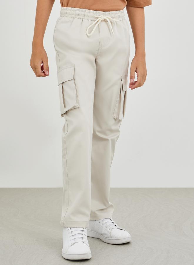 Styli Mid Rise Wide Leg Cargo Pocket Pants - Image 1