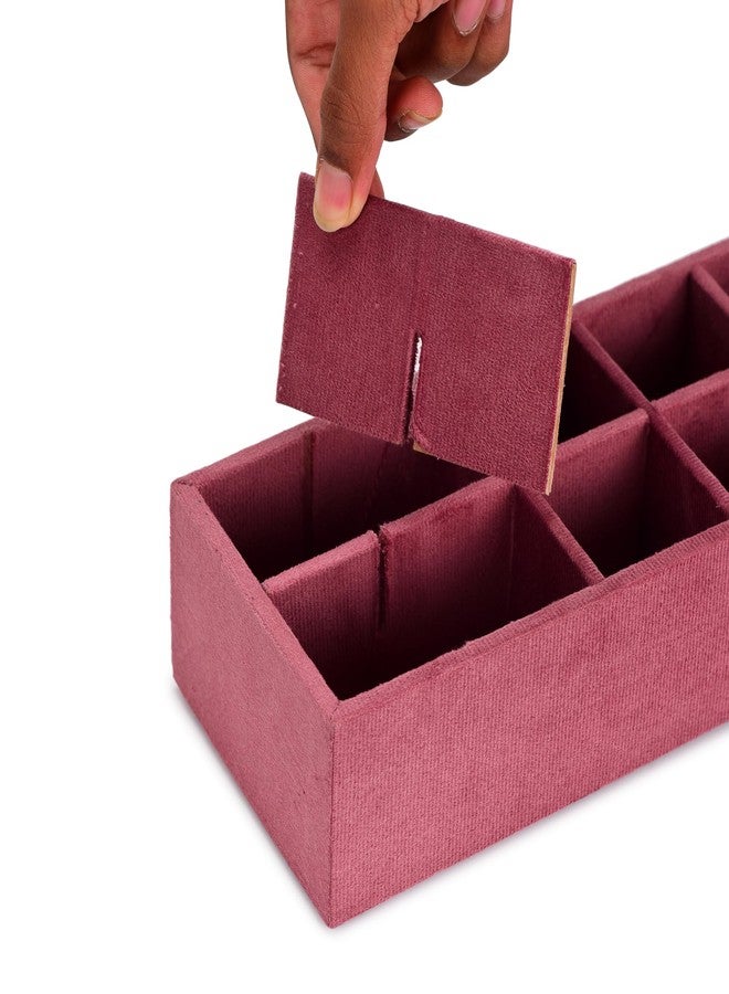 Azyeea Trinket Jewelry Tray for, Earrings, Jhumkas,chains and Other Jewelry, Storage organizer tray for Home and Closet Organization - 12 Grid (Dark Pink) (12x4x2.3 inch) - Image 4