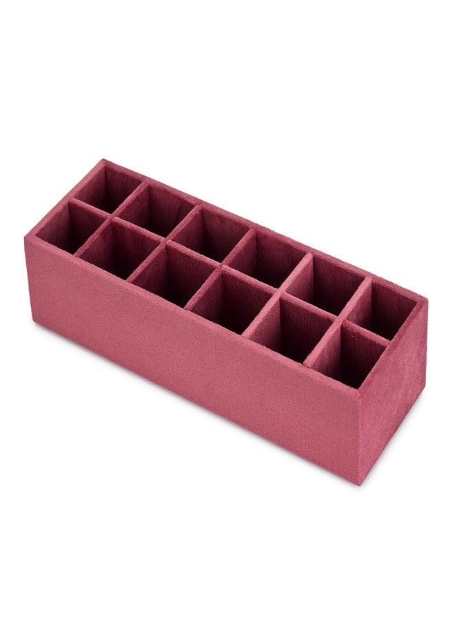 Azyeea Trinket Jewelry Tray for, Earrings, Jhumkas,chains and Other Jewelry, Storage organizer tray for Home and Closet Organization - 12 Grid (Dark Pink) (12x4x2.3 inch) - Image 5
