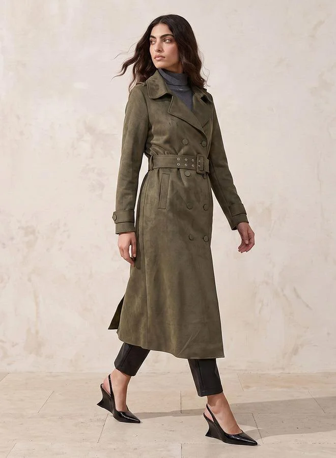 Iconic Iconic Suede Trench Coat with Belt