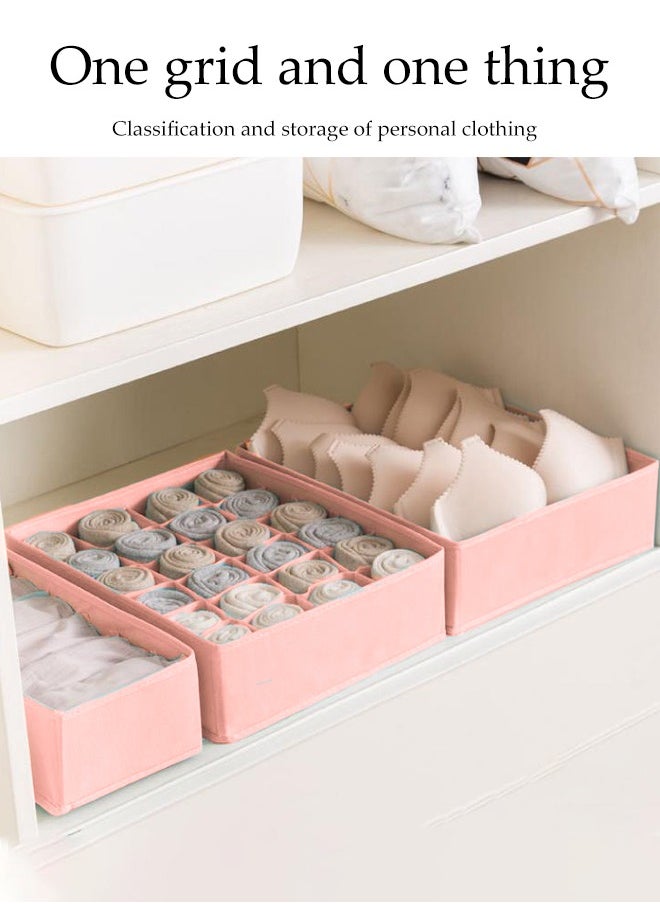 DUNISO 3 Pcs Underwear Drawer Organizer，Foldable Cabinet Organizer ,Stackable Storage Box，Space Saving,Sturdy and Durable,for Baby Clothes, Bra, Socks, Underwear, Ties (Pink)  - Image 4