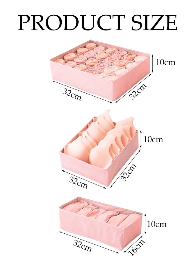 DUNISO 3 Pcs Underwear Drawer Organizer，Foldable Cabinet Organizer ,Stackable Storage Box，Space Saving,Sturdy and Durable,for Baby Clothes, Bra, Socks, Underwear, Ties (Pink)  - Image 2