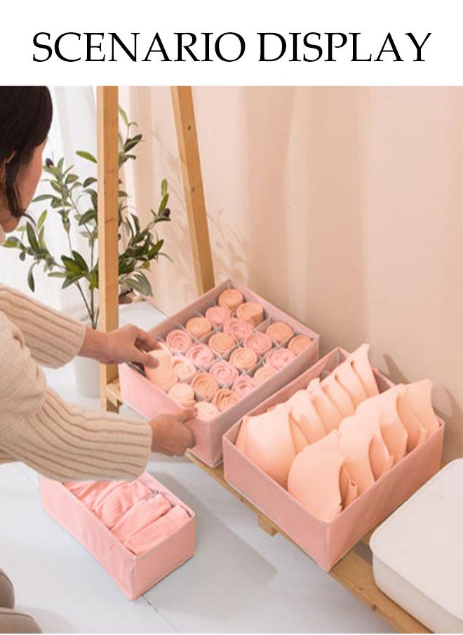 DUNISO 3 Pcs Underwear Drawer Organizer，Foldable Cabinet Organizer ,Stackable Storage Box，Space Saving,Sturdy and Durable,for Baby Clothes, Bra, Socks, Underwear, Ties (Pink)  - Image 3