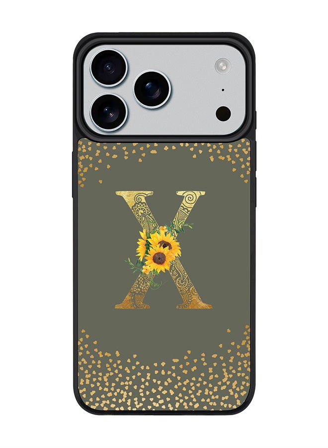 Stylizedd iPhone 17 Pro Max Case, [Compatible with MagSafe] Slim Magnetic cover Phone Case iPhone 17 Pro Max -Custom Floral Monogram - X  (Olive Green ) - Image 1