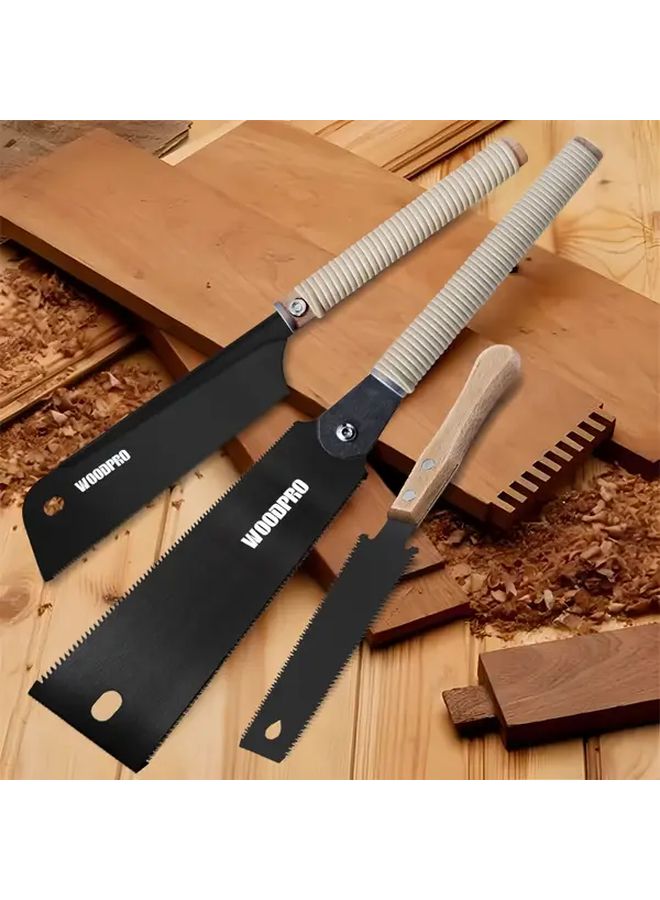 Japanese Pull Saw Set 6 Inch Double Sided Woodworking Tool For Wood PVC Pipe Cutting - Image 2