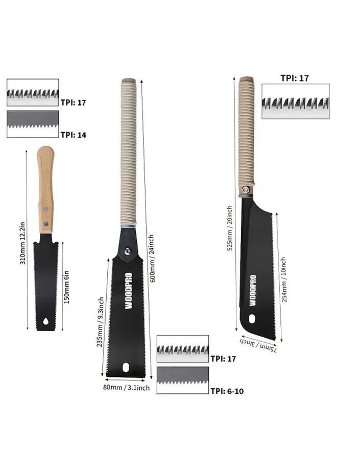 Japanese Pull Saw Set 6 Inch Double Sided Woodworking Tool For Wood PVC Pipe Cutting - Image 3