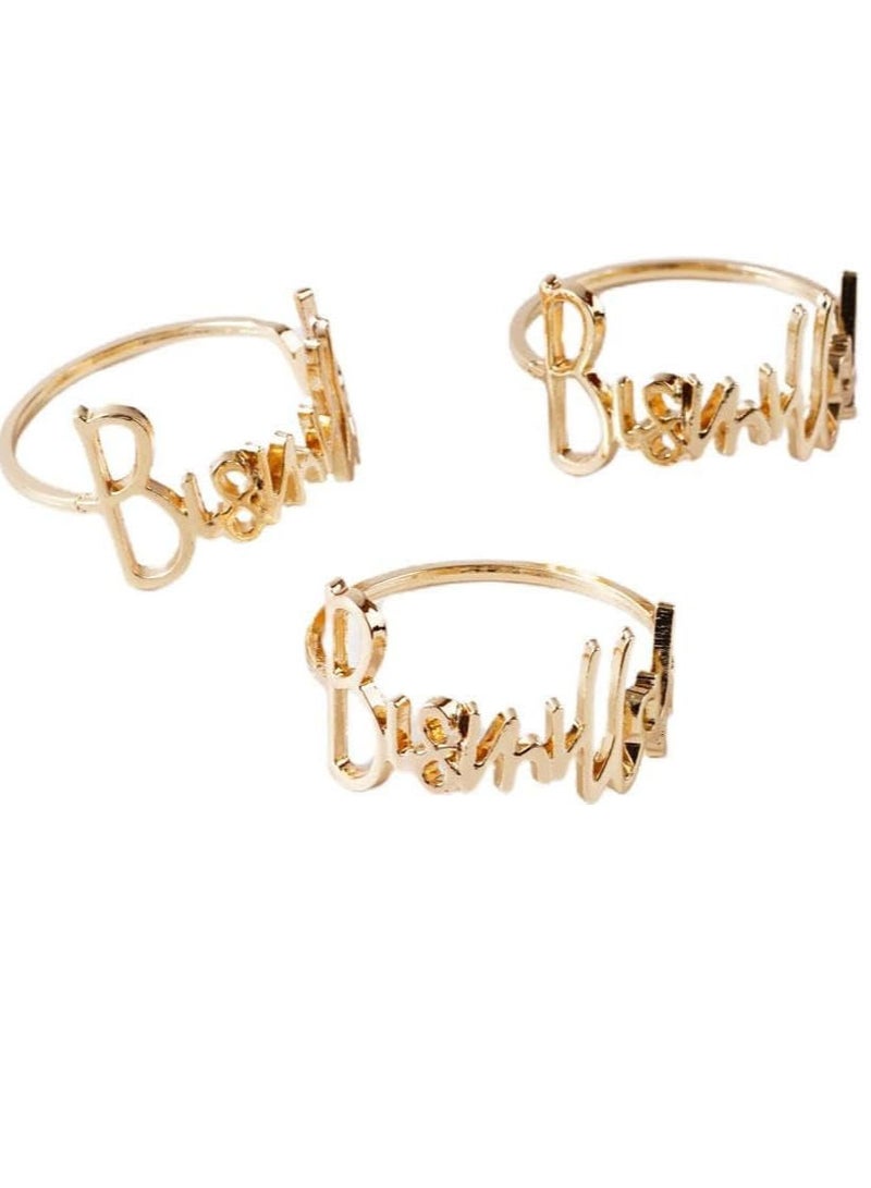 GROWSTEADY Metal Napkin Rings For Dining Anniversary Birthday Easter  - Image 1