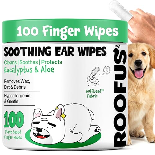 ROOFUS THE DOG Dog Ear Cleaner Wipes 100 Counts - Vet-Recommended Pet Ear Wipes to Remove Wax, Dirt, Relieve Ear Itching & Inflammation for Dogs & Cats - Image 1