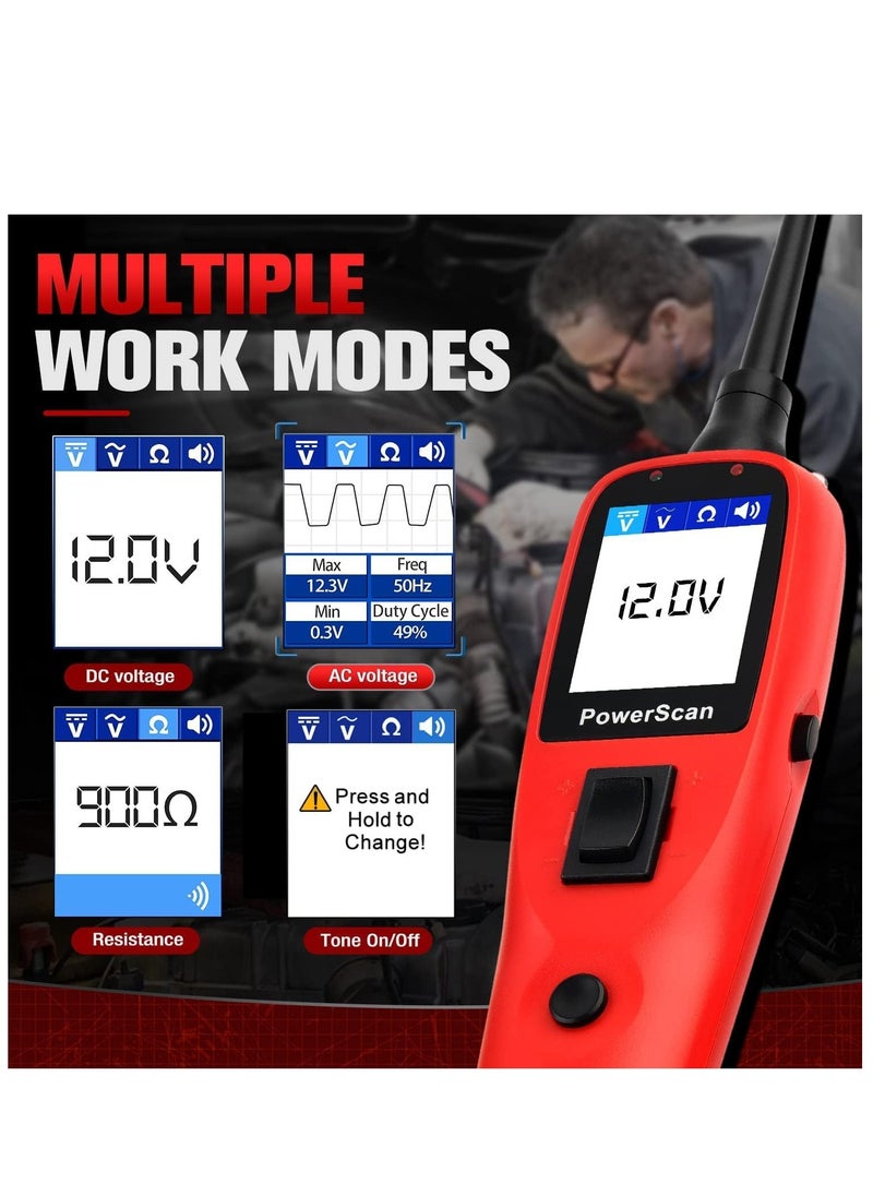 أوتل مكن لجهاز Autel PowerScan PS100 تشخيص ضوء الاختبار والمصباح المدمج ومؤشر الدائرة القصيرة وجهاز اختبار التتابع/المكونات وجهاز اختبار الاستمرارية ومؤشر الأرض السيئة لأكثر من 80 مركبة أمريكية وآسيوية وأوروبية  - Image 2