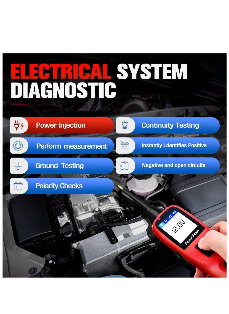 أوتل مكن لجهاز Autel PowerScan PS100 تشخيص ضوء الاختبار والمصباح المدمج ومؤشر الدائرة القصيرة وجهاز اختبار التتابع/المكونات وجهاز اختبار الاستمرارية ومؤشر الأرض السيئة لأكثر من 80 مركبة أمريكية وآسيوية وأوروبية  - Image 4