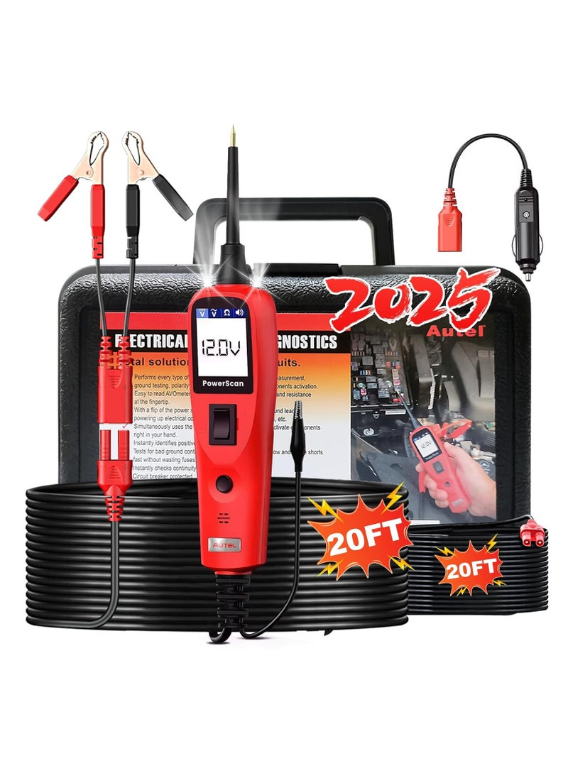 أوتل مكن لجهاز Autel PowerScan PS100 تشخيص ضوء الاختبار والمصباح المدمج ومؤشر الدائرة القصيرة وجهاز اختبار التتابع/المكونات وجهاز اختبار الاستمرارية ومؤشر الأرض السيئة لأكثر من 80 مركبة أمريكية وآسيوية وأوروبية  - Image 1