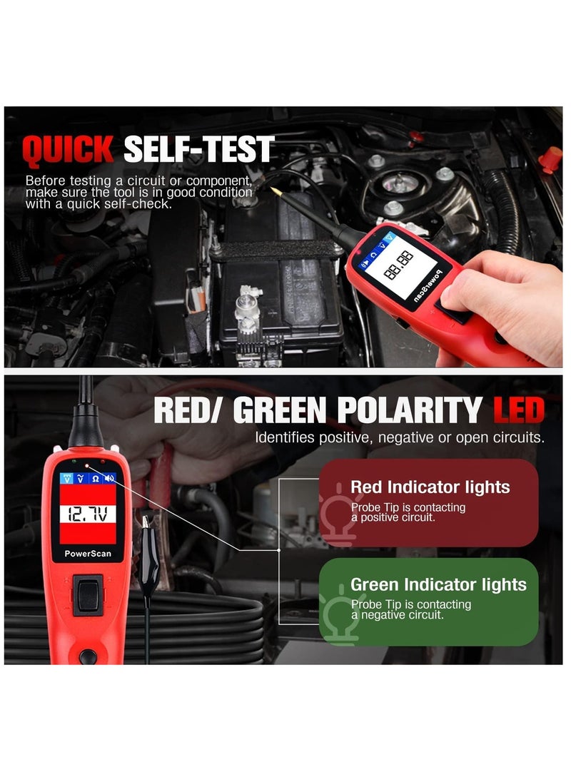 أوتل - مكن لجهاز Autel PowerScan PS100 تشخيص ضوء الاختبار والمصباح المدمج ومؤشر الدائرة القصيرة وجهاز اختبار التتابع/المكونات وجهاز اختبار الاستمرارية ومؤشر الأرض السيئة لأكثر من 80 مركبة أمريكية وآسيوية وأوروبية - Image 1