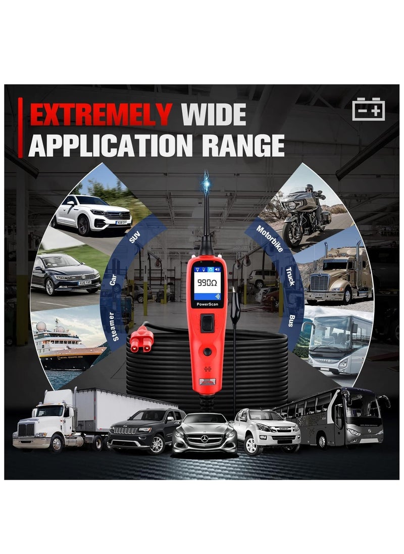 أوتل - مكن لجهاز Autel PowerScan PS100 تشخيص ضوء الاختبار والمصباح المدمج ومؤشر الدائرة القصيرة وجهاز اختبار التتابع/المكونات وجهاز اختبار الاستمرارية ومؤشر الأرض السيئة لأكثر من 80 مركبة أمريكية وآسيوية وأوروبية - Image 1