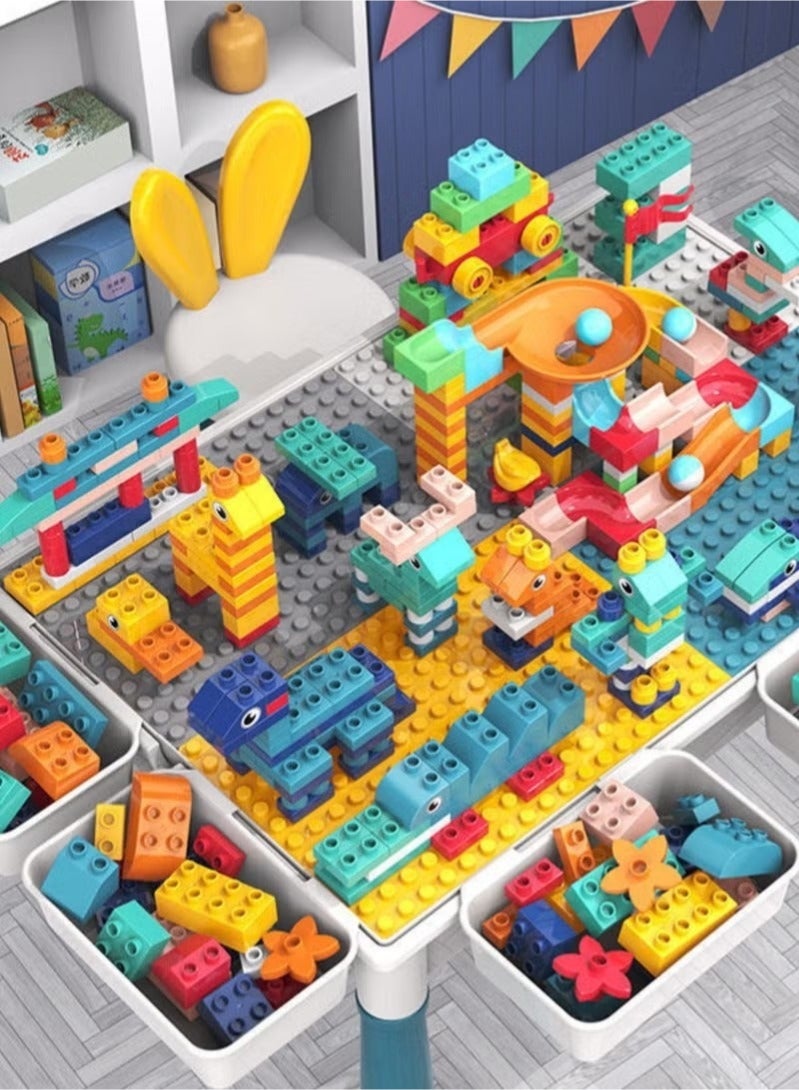 Arabest Building Blocks Set for Kids 3+ Years,189 Pieces Big Stacking Blocks with Slideway,Educational Toys for Boys and Girls,Height Adjustable Block Table with Stool and Storage Box,Multi-functional Kids Activity Table - Image 4