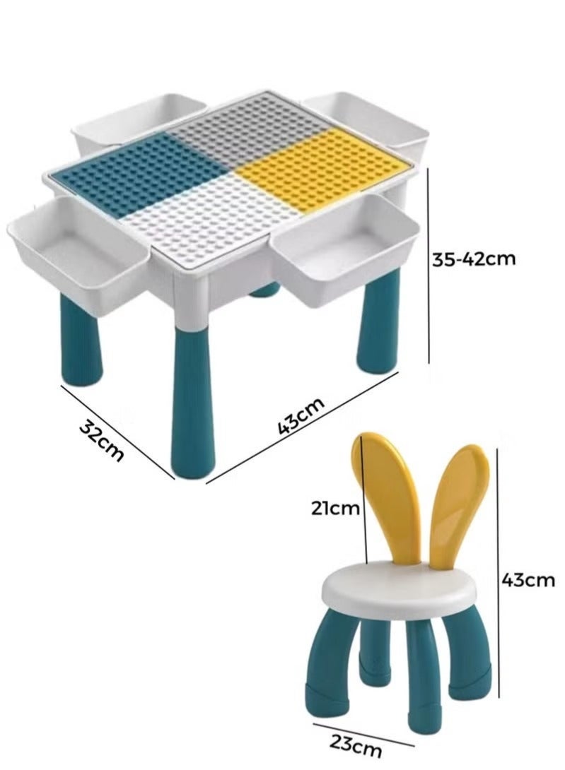 Arabest Building Blocks Set for Kids 3+ Years,189 Pieces Big Stacking Blocks with Slideway,Educational Toys for Boys and Girls,Height Adjustable Block Table with Stool and Storage Box,Multi-functional Kids Activity Table - Image 2