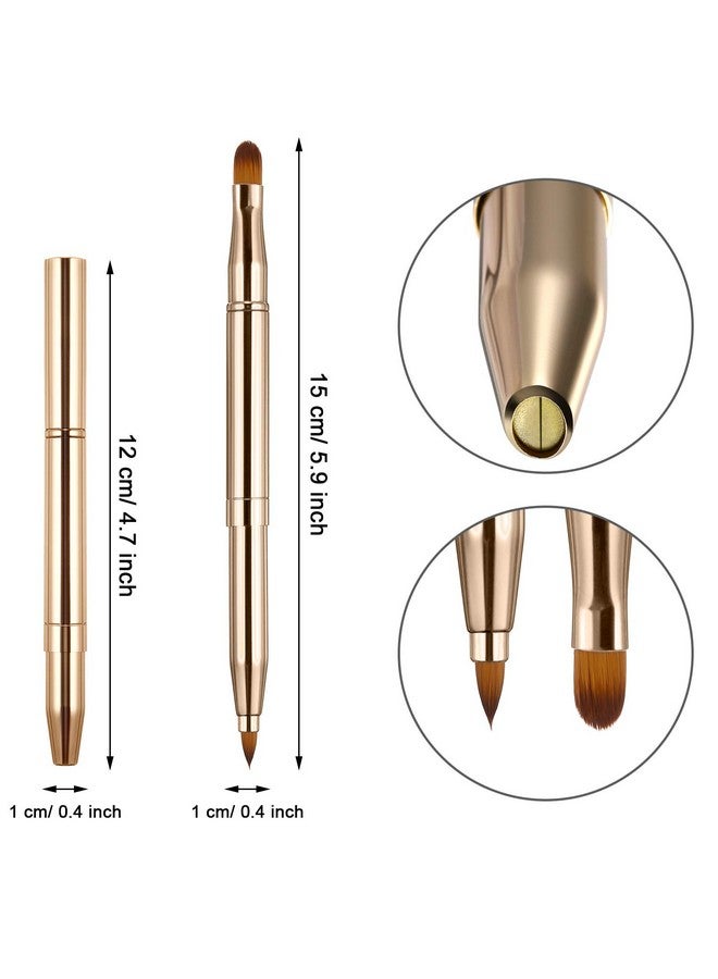 TOODOO 3 Pieces Lip Brush Retractable Lipstick Liner Brush Lipstick Dualended Foundation Makeup Brush With Cap Travel Applicators - Image 4