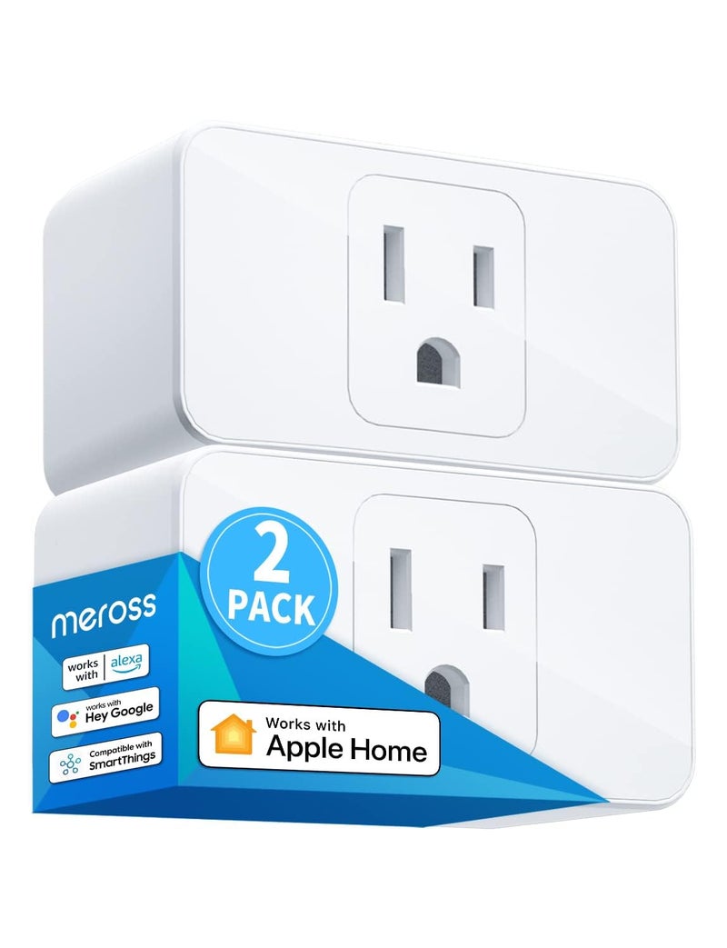 meross Smart Plug Mini, 15A & Reliable Wi-Fi, Support Apple HomeKit, Siri, Alexa, Echo, Google Assistant and Nest Hub, App Control, Timer, No Hub Needed, 2.4G WiFi Only, 2 Pack - Image 1