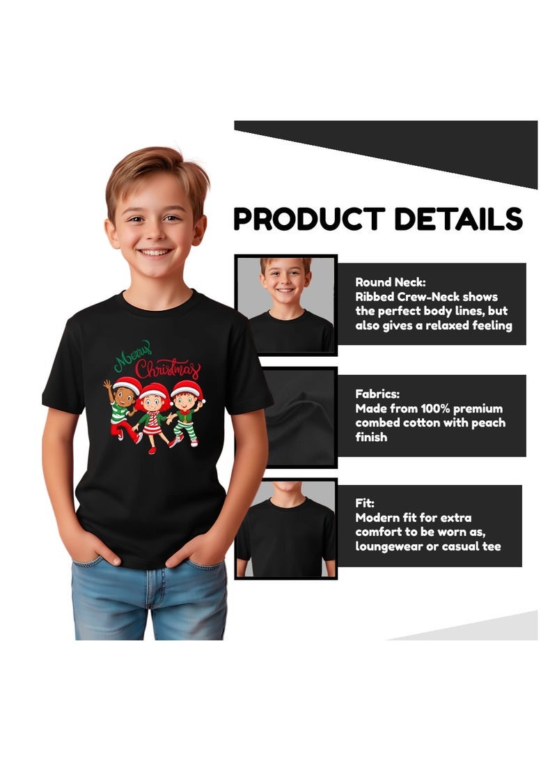 PRINTSHOP4ME Kids Merry Christmas T-Shirt–Unisex Short Sleeve Cotton Round Neck Tshirt–Holiday Outfit For Boys And Girls–Soft And Comfortable Party Tshirt - Image 5