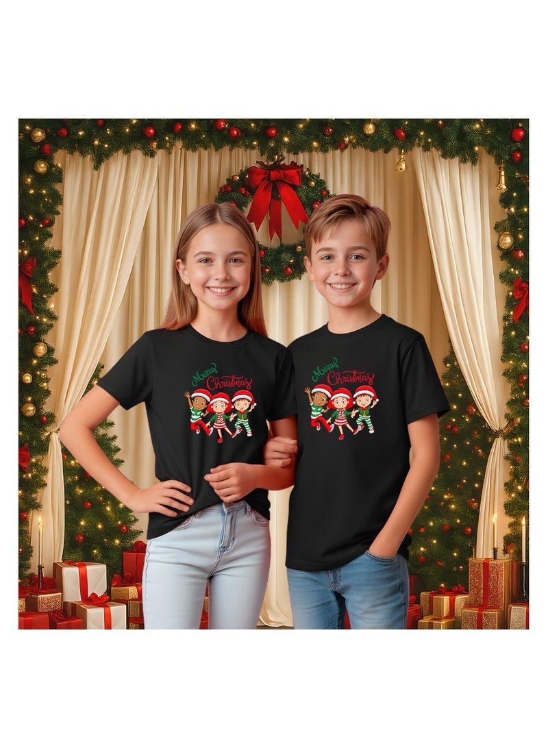 PRINTSHOP4ME Kids Merry Christmas T-Shirt–Unisex Short Sleeve Cotton Round Neck Tshirt–Holiday Outfit For Boys And Girls–Soft And Comfortable Party Tshirt - Image 4