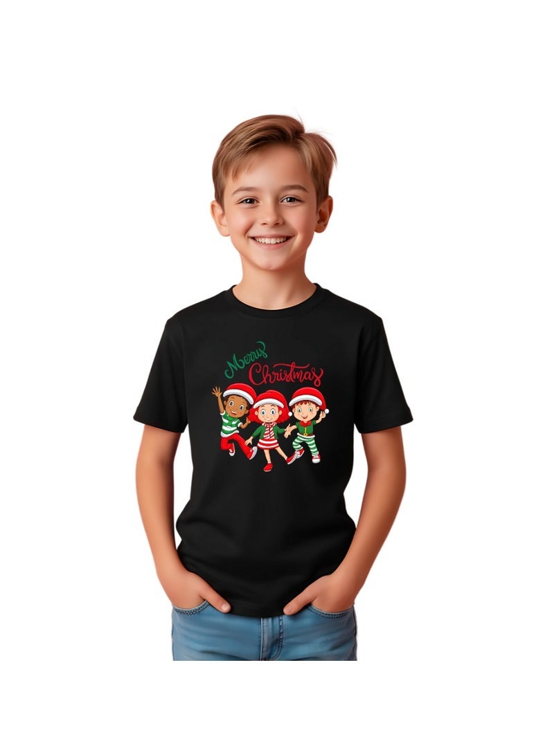 PRINTSHOP4ME Kids Merry Christmas T-Shirt–Unisex Short Sleeve Cotton Round Neck Tshirt–Holiday Outfit For Boys And Girls–Soft And Comfortable Party Tshirt - Image 1