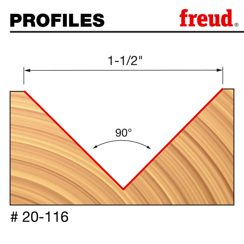 Freud 20-116: 1-1/2" (Dia.) 90Â° V Grooving Bit with 1/2" shank, 3" overall length - Image 2