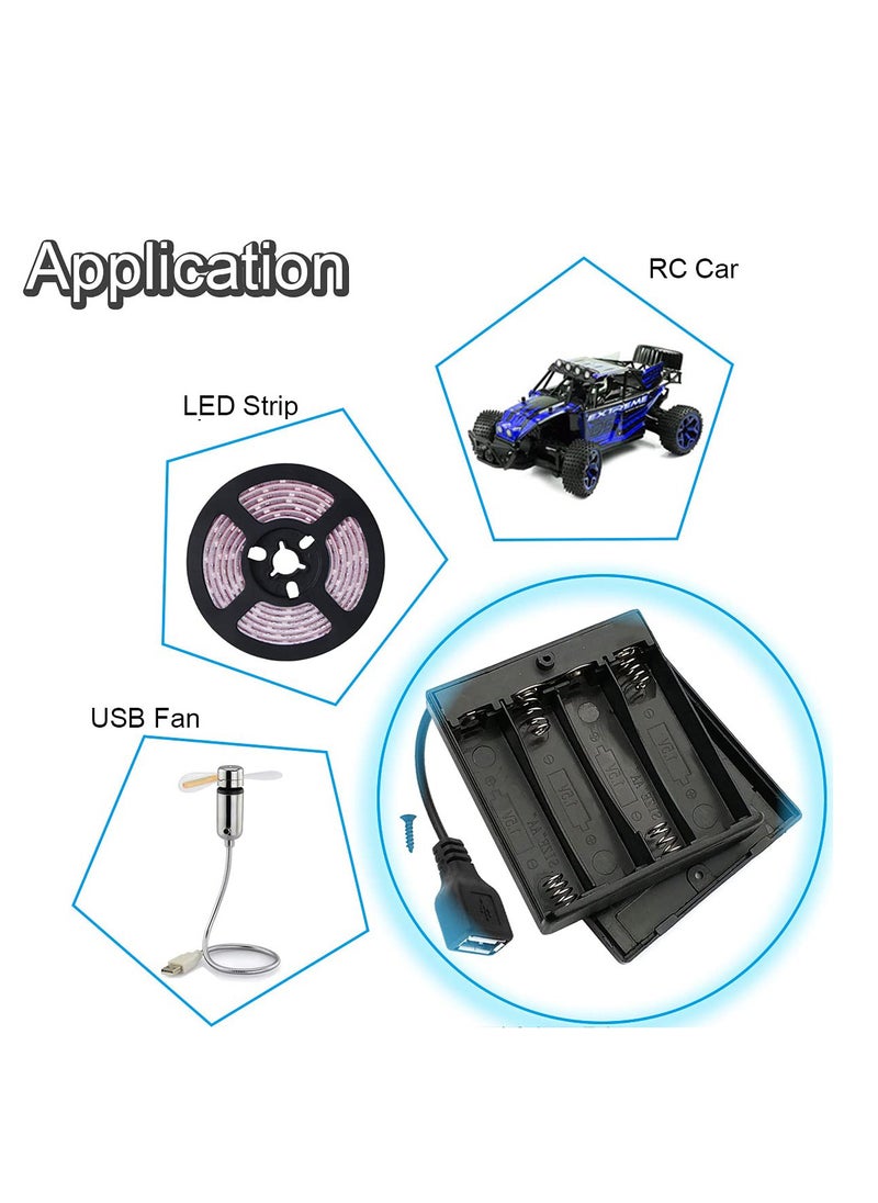 Generic - 4 AA Battery Holder with USB Switch and 4 USB Female Sockets for RC Cars and LED Lights - Image 1