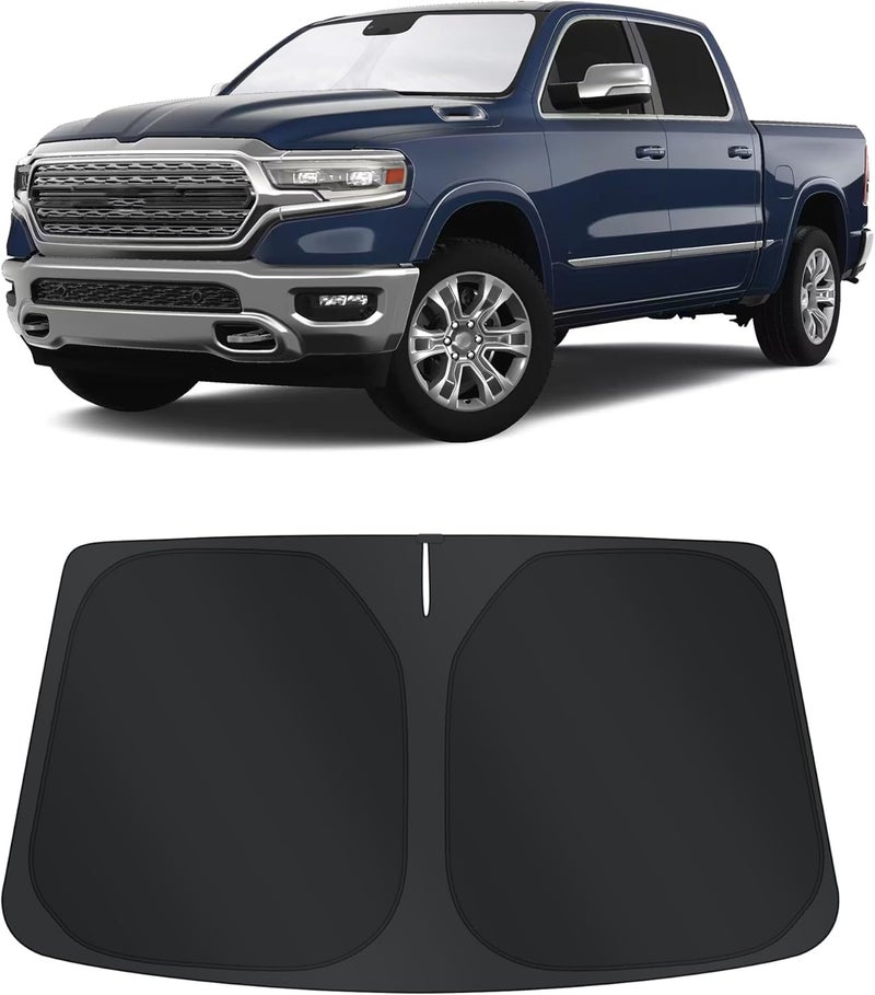 TINGLU Sun Shade for Dodge RAM 1500 2019-2024 2025 CrewCab,MegaCab Pickup,2Dr RegularCab,4Dr QuadCab Accessories Windshield Sun Shade Window Shade UV Rays Protection Sun Visor Cover - Image 1