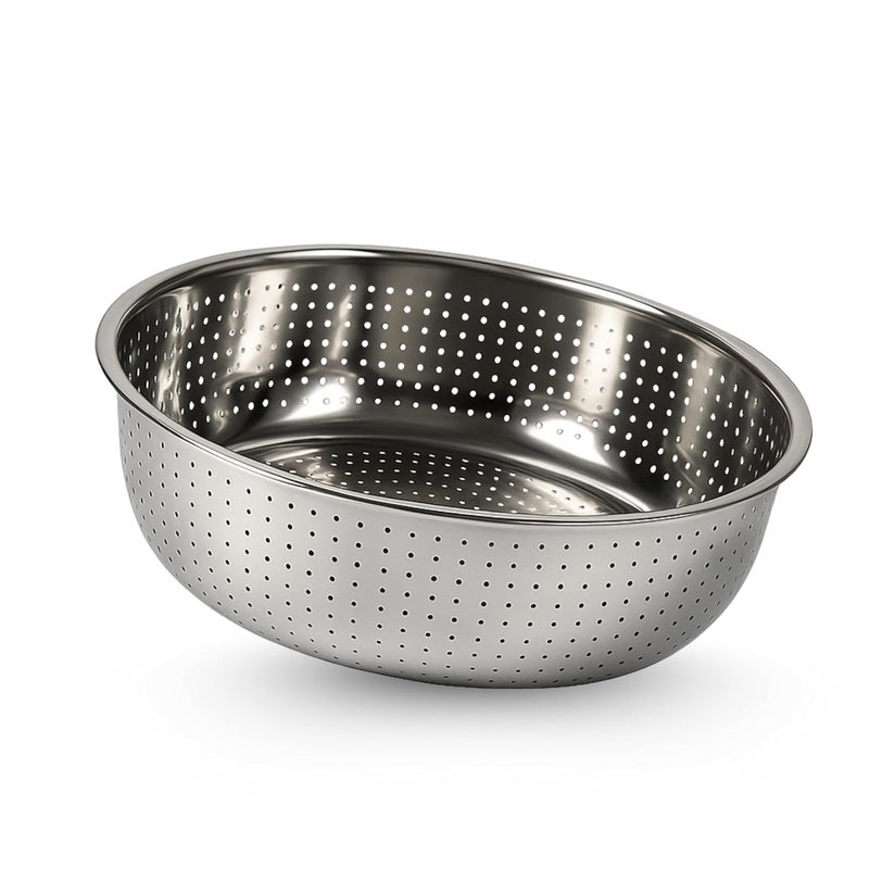 Prabha Colander Stainless Steel Strainer Sieves 30cm | Kitchen Strainer with Handle-Essential Kitchen | Colanders Bowl, Basket | Colander for Rice Straining Washing Fruits, Vegetables, Silver - Image 1