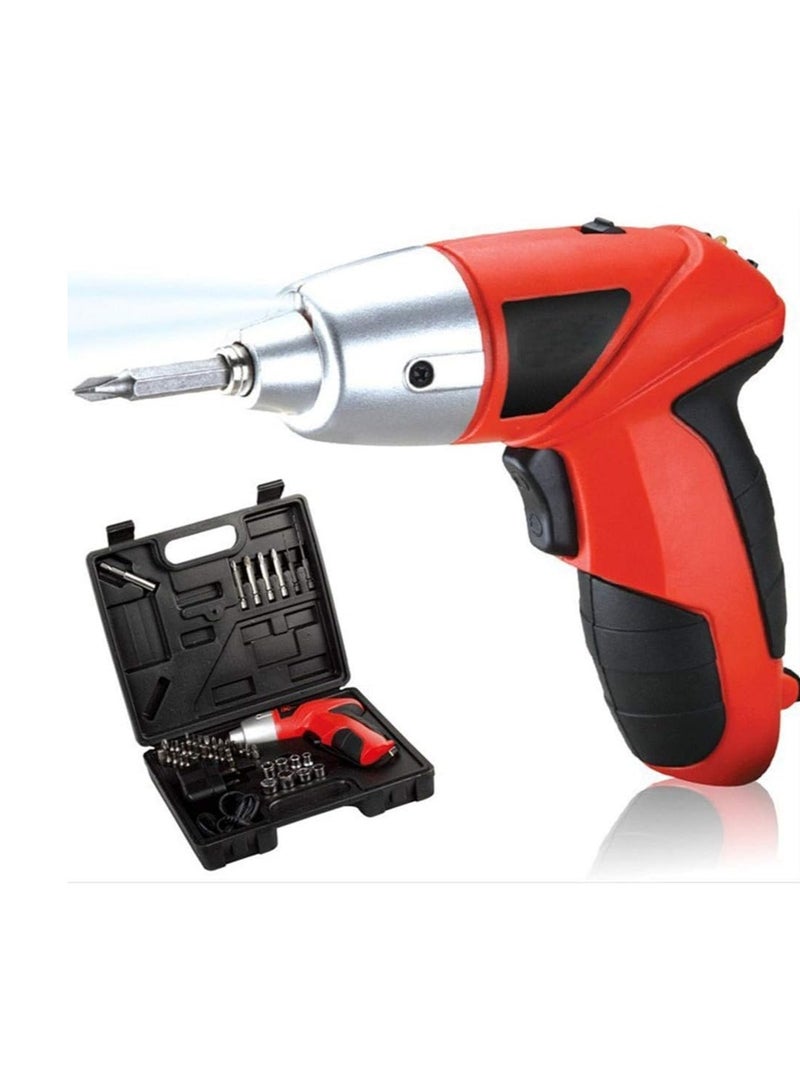 Electric Drill Screwdriver Set 45Pcs Hand Drill 4.8V electric drill DIY Power tool Cordless Rechargeable Battery Powered Handy Drill Screwdriver with Bits Holder  - Image 1