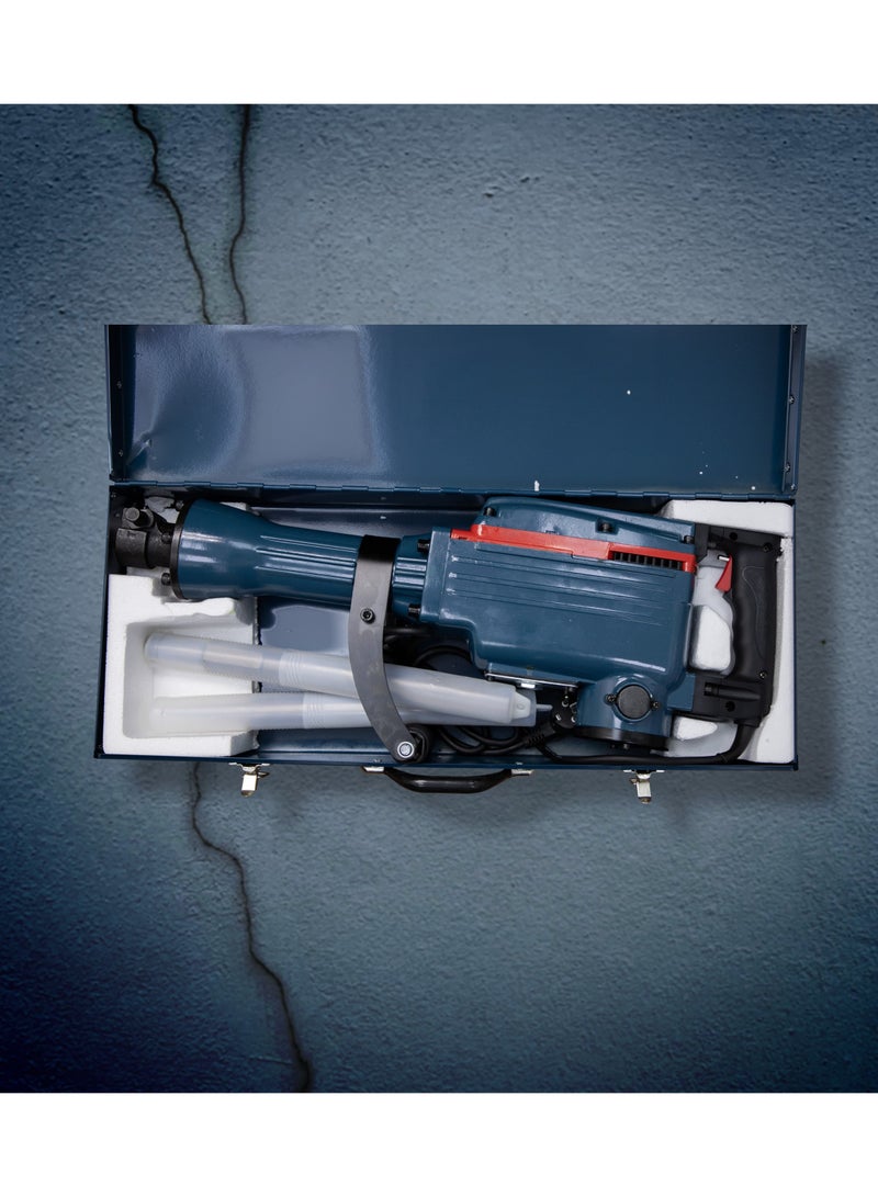 بوناي مطرقة هدم كهربائية قوية 2200 واط، سرعة دوران 1400 دورة في الدقيقة بدون تحميل، مقبض مضاد للاهتزاز، هيكل معدني متين، مثالية لأعمال البناء والبناء - طراز BN-HK98 - Image 2