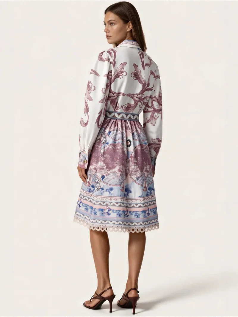Jennyfer Multicolor Geometric Belted Shirt Dress for Women | Best Price UAE