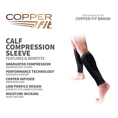 Copper Fit Calf Compression Sleeves, Black, Large/X-Large - Image 2