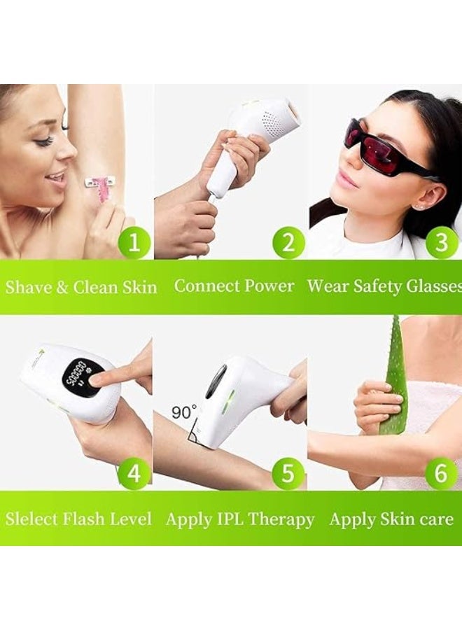 نظام ازالة الشعر بالنبض الضوئي 500,000 ومضة لازالة الشعر بصورة دائمة دون الم مع وضعين وميض و5 شدة ضوئية للجسم والوجه والابطين - Image 4