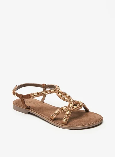 Celeste Women's Embellished Sandals with Buckle Closure