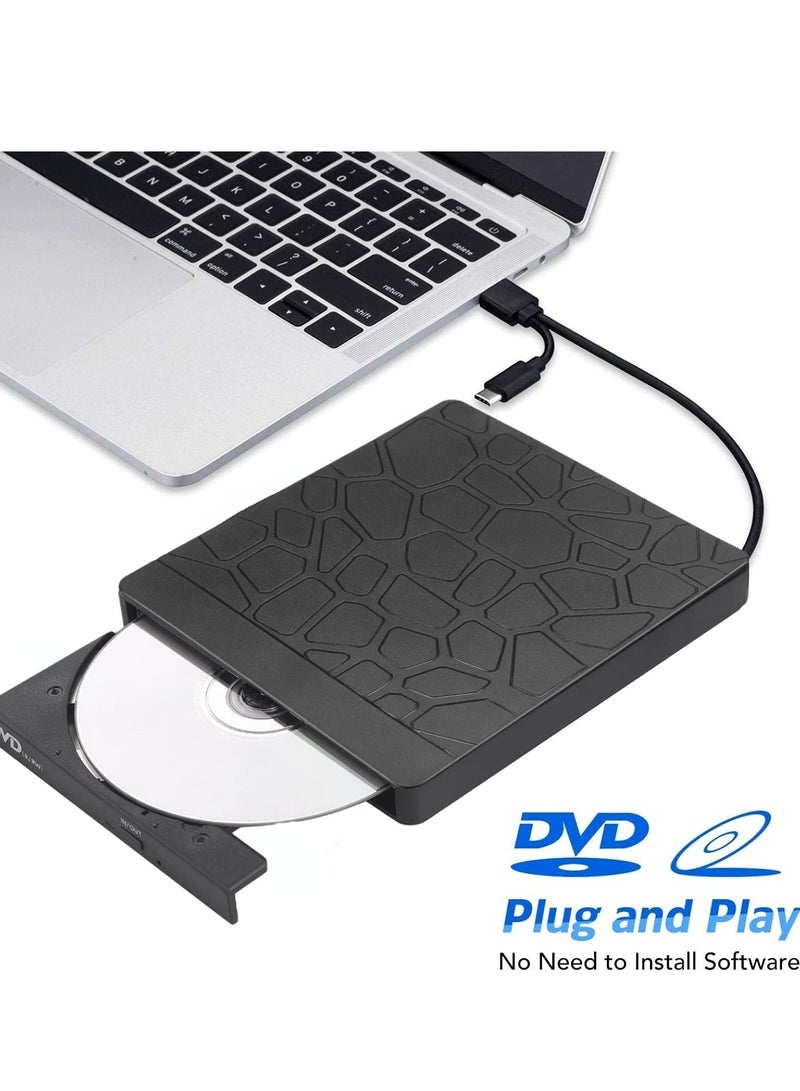 SYOSI External DVD Drive for Laptop, USB 3.0 Type-C CD DVD +/-RW Burner Optical Disk Drive, Portable CD/DVD ROM Writer Reader with 2 Card Slot& 3 USB Port, for Desktop Windows 10/8/7 Linux OS Apple - Image 3