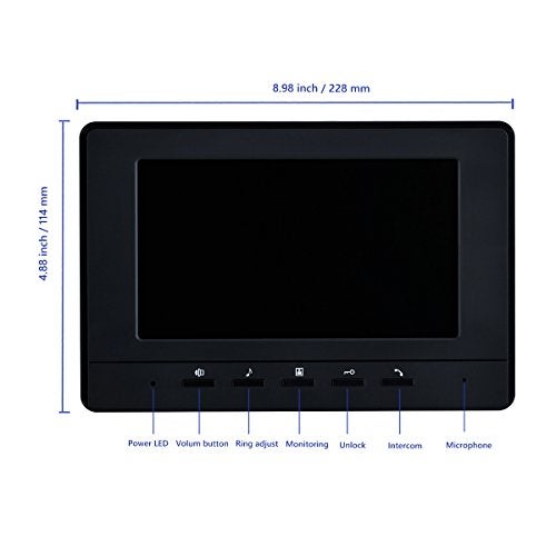 AMOCAM Video Intercom System, 7 Inches Video Doorbell Door Phone System, Wired Video Door Phone HD Camera Kits Dual-Way Intercom for Villa House Office Apartment 1-IR Camera 2-LCD Color Monitor - Image 5