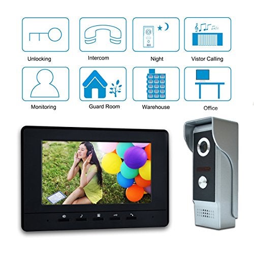 AMOCAM Video Intercom System, 7 Inches Video Doorbell Door Phone System, Wired Video Door Phone HD Camera Kits Dual-Way Intercom for Villa House Office Apartment 1-IR Camera 2-LCD Color Monitor - Image 4